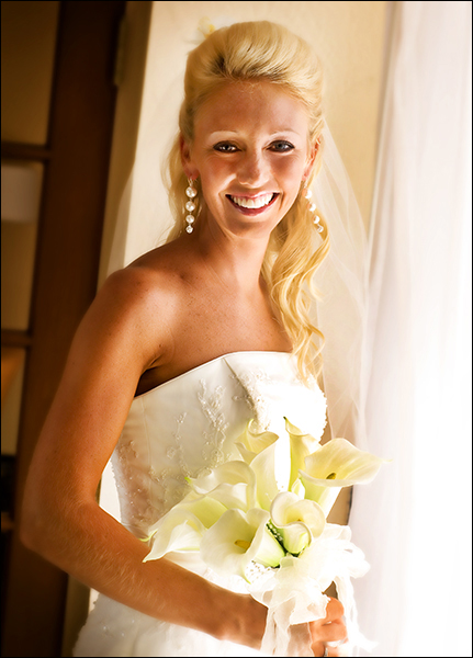 Portrait of bride by window light